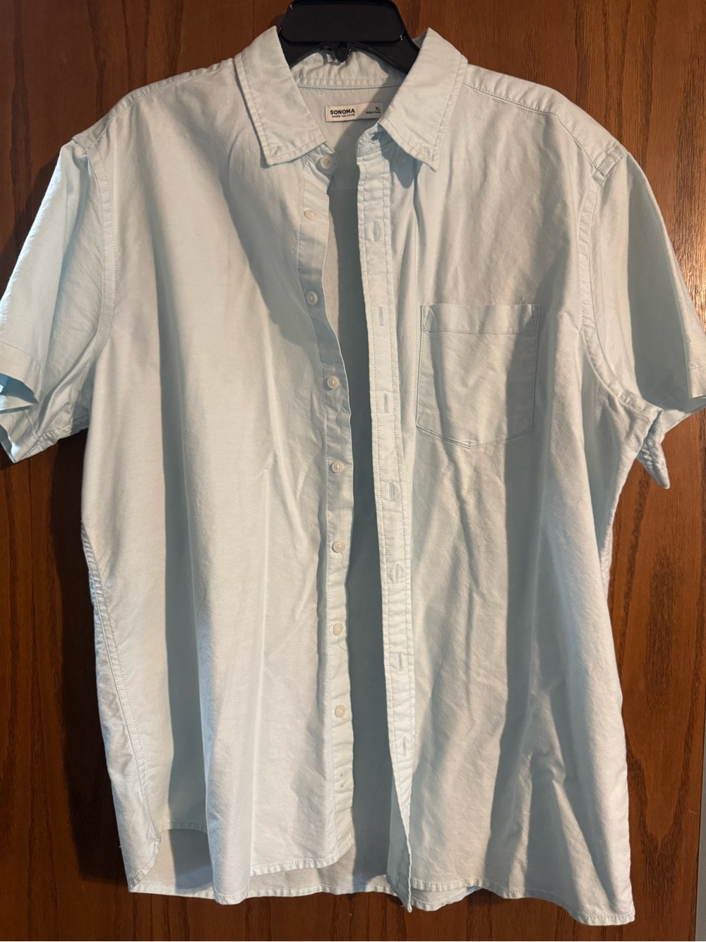 Sonoma Men's Pale Blue Short-Sleeve Button-Down Shirt